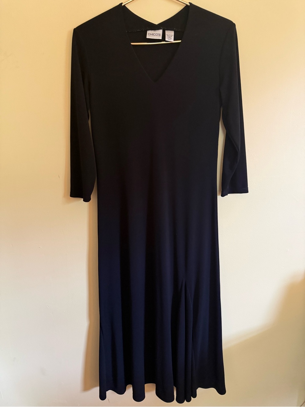 Chico's Black V-Neck Long Sleeve Maxi Dress
